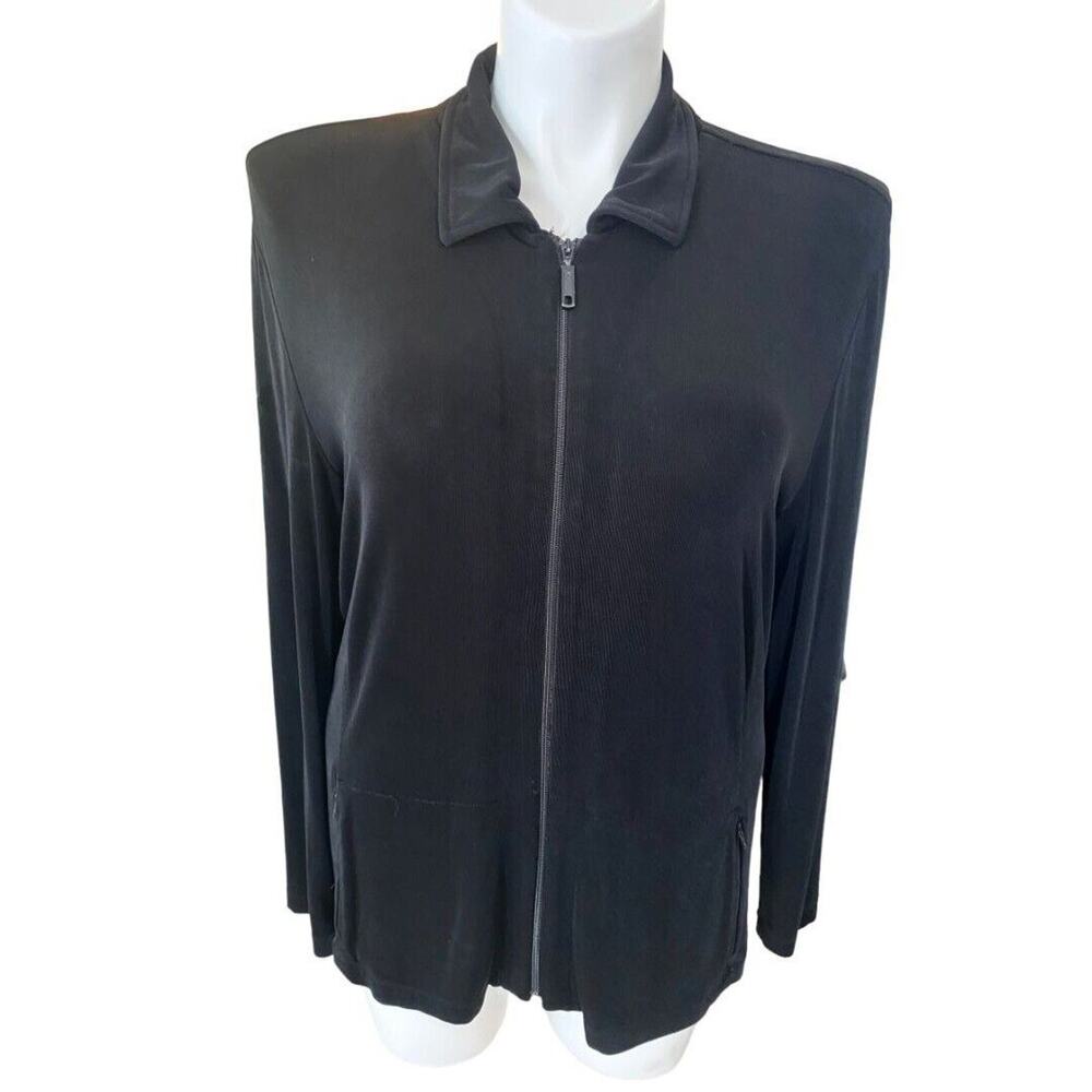 3 Chico's Travelers‎ Black Full Zip Jacket